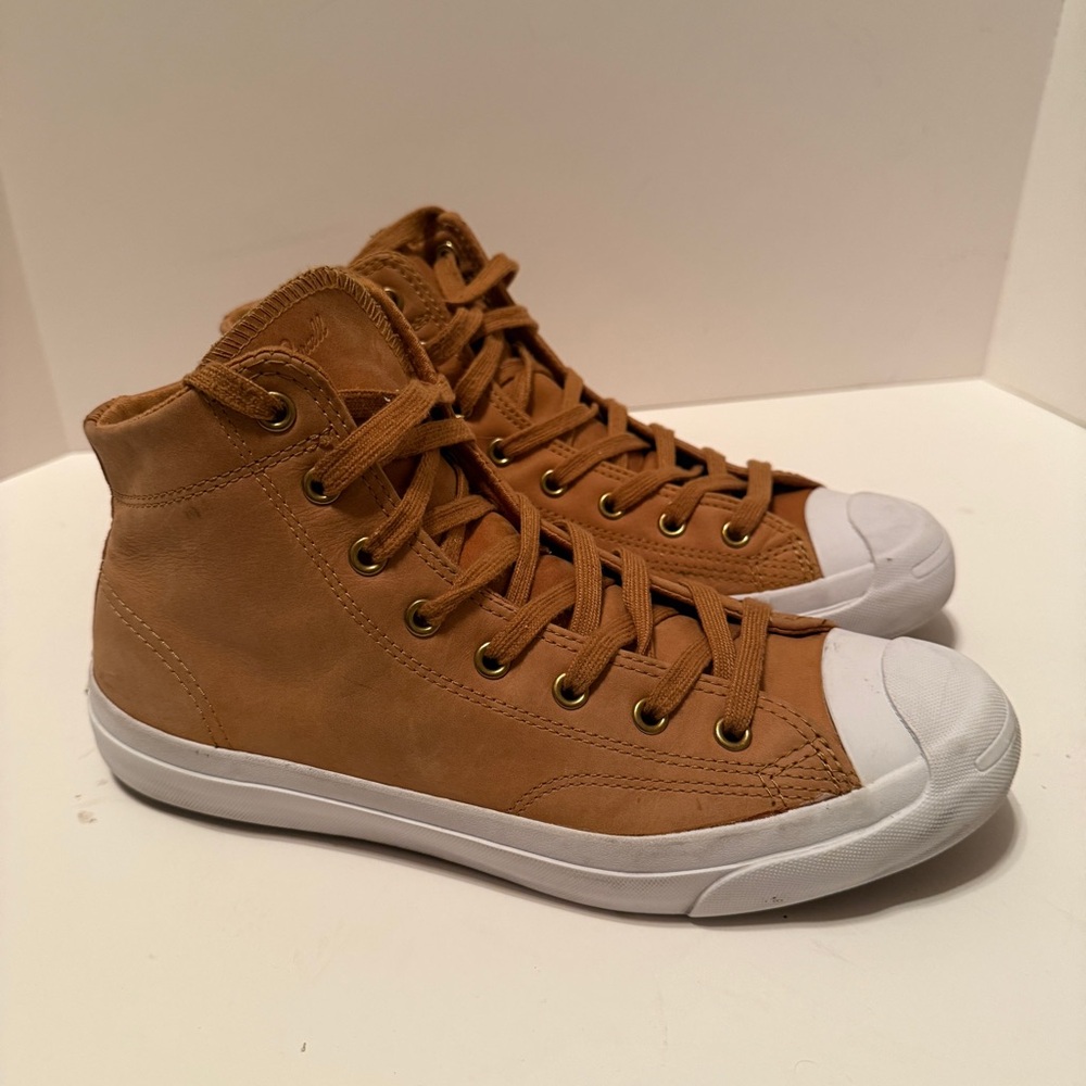 Converse Jack Purcell Men's Brown Leather High Tops sz Men’s 7.5 / Women’s 9